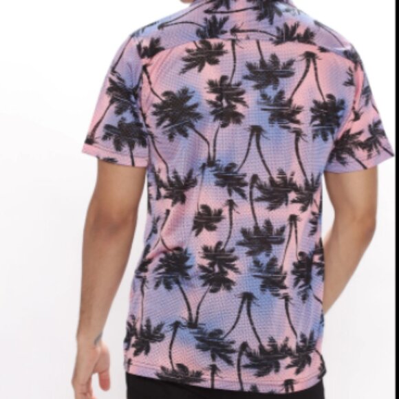 Cruisin Mesh Short Sleeve Button Down Shirt - Pink/combo - Men's Sizes - NWT - Picture 2 of 5
